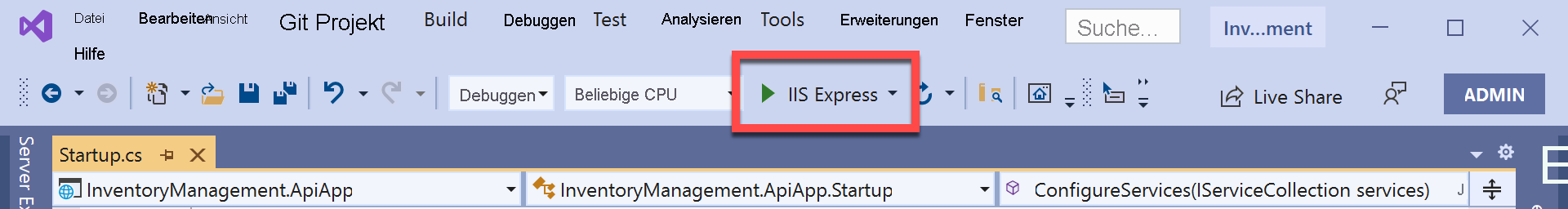 Debuggen in Visual Studio.