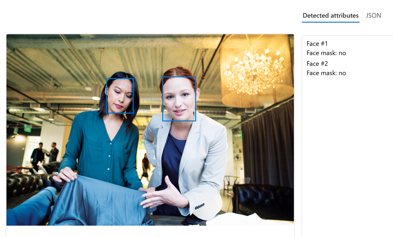Screenshot des Gesichtserkennungsbeispiels von Microsoft Foundry.