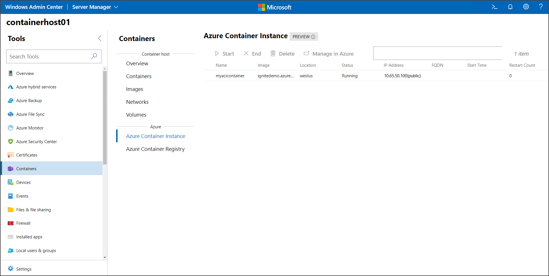 Azure-Containerinstanz