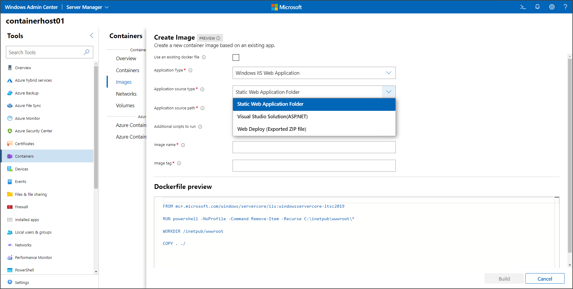 Erstellen eines neuen Containers