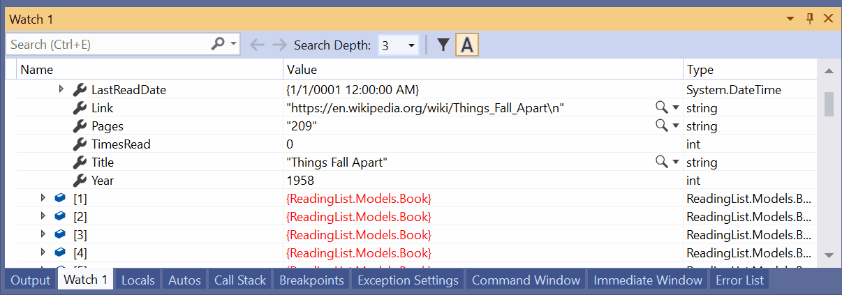 Screenshot der Pin-Eigenschaften im Überwachungsfenster.