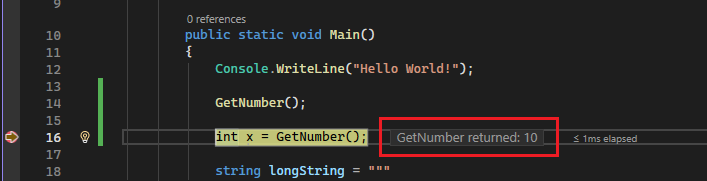 Screenshot mit Post-Return-Werten.