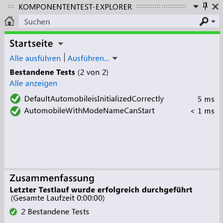 Testergebnisse, die bestanden wurden