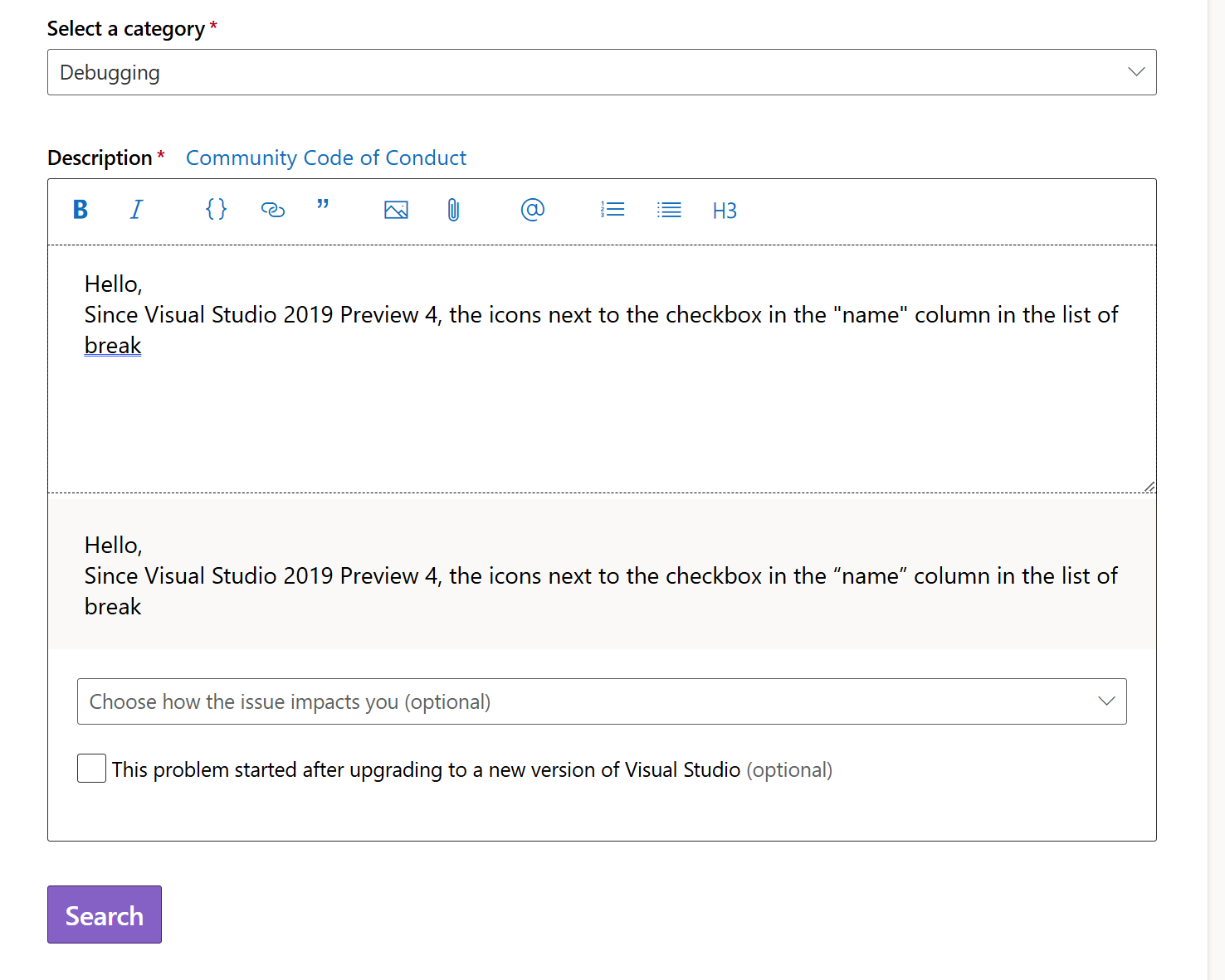 Screenshot der Schaltfläche 