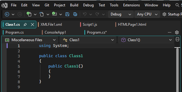 Screenshot der Registerkarten, die in mehreren Zeilen angeordnet sind.