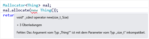 Visual C++-Fehlerkennzeichnung