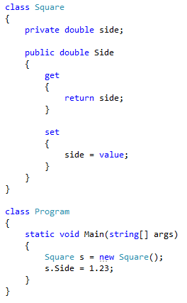Screenshot des Kapselungseigenschaftenergebnisses - C#.