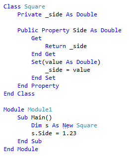 Screenshot des Kapselungseigenschaftenergebnisses - Visual Basic.