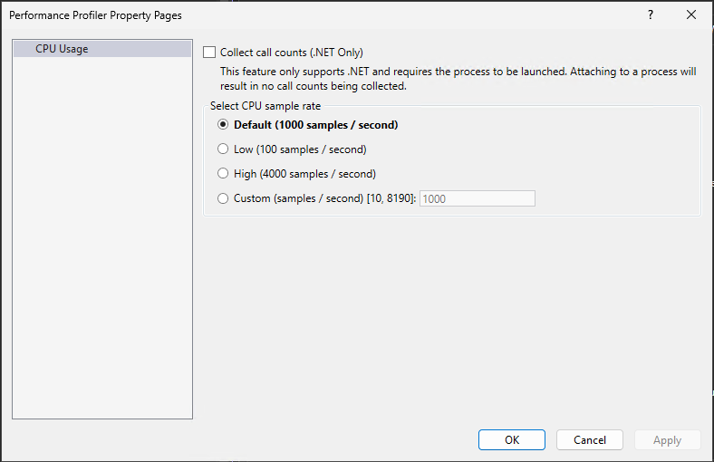 Screenshot der Einstellungen für die CPU-Auslastung.