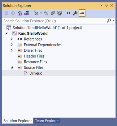 Screenshot des Visual Studio-Projektmappen-Explorer-Fensters, in dem die Datei 