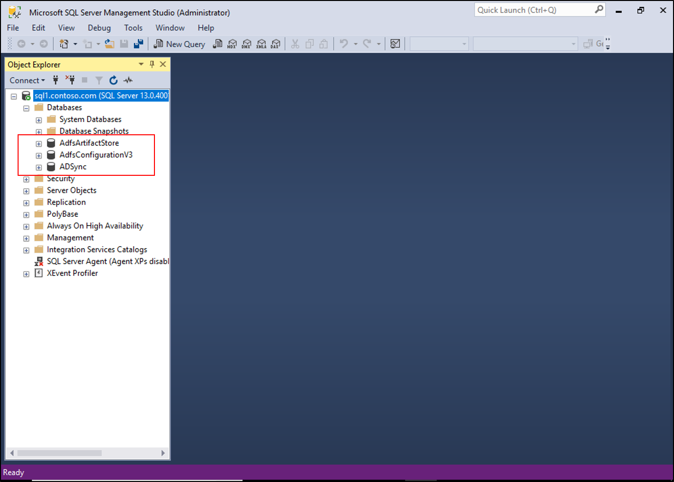 Screenshot der AD FS-Datenbanken.
