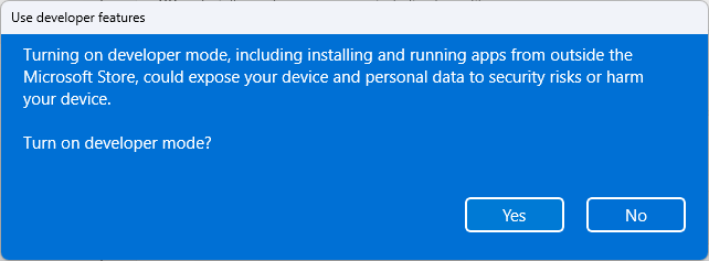 Entwicklermodus in Visual Studio