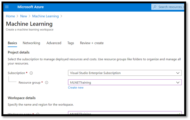 Einrichten Ihres Azure ML-Arbeitsbereichs