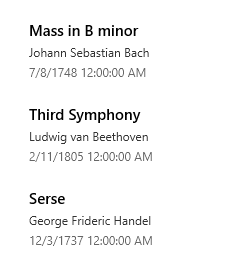 Dreizeilenlistenelement Beispiel