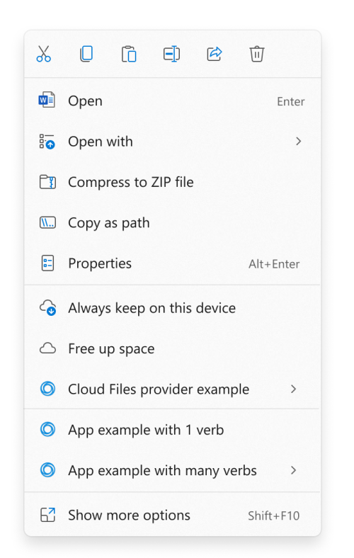 Abbildung des Kontextmenüs in Windows&nbsp;11