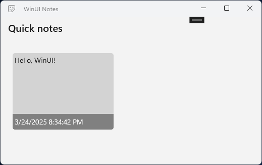 Die Benutzeroberfläche der Notizen-App mit der Notizliste mit dem Inhalt und dem Datum, das von einer Datenvorlage formatiert ist.