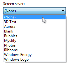 Screenshot einer Dropdownliste, in der keine Option ausgewählt ist