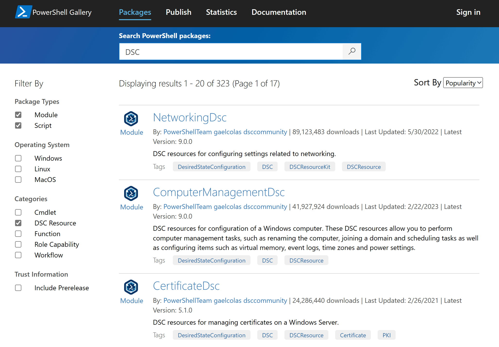 Suchergebnisse für Desired State Configuration PowerShell-Module aus der PowerShell-Gallery