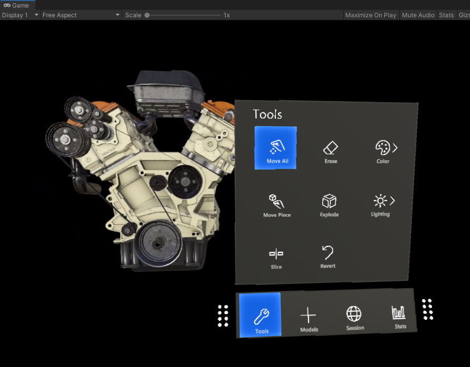 Screenshot: Azure Remote Rendering in der Unity-Showcase-App