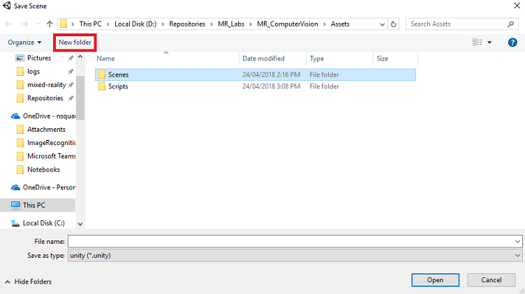 Erstellen eines neuen Skriptordners