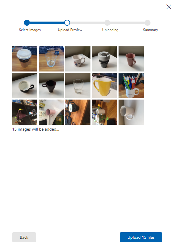 Screenshot, der die Bilder zeigt, die Sie hochladen können.