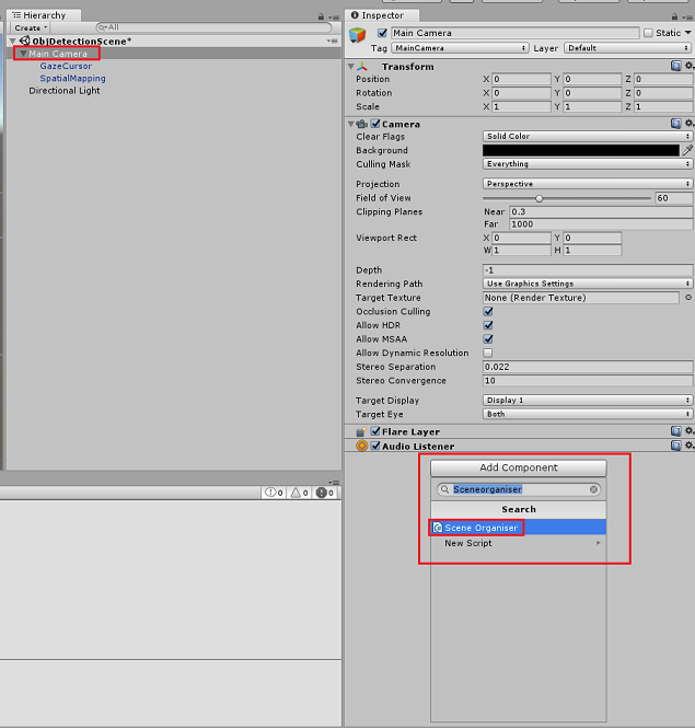 Screenshot des SceneOrganizer-Skripts