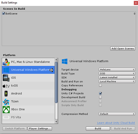 Erstellen der App aus Unity