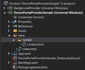 statischen Inhaltsordner des Geräteportals