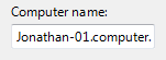 Screenshot eines Textfelds mit Computernamen 
