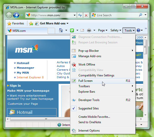 Screenshot des Fensters mit Menüelement 