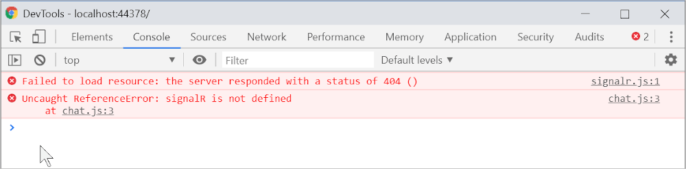 signalr.js not found error.