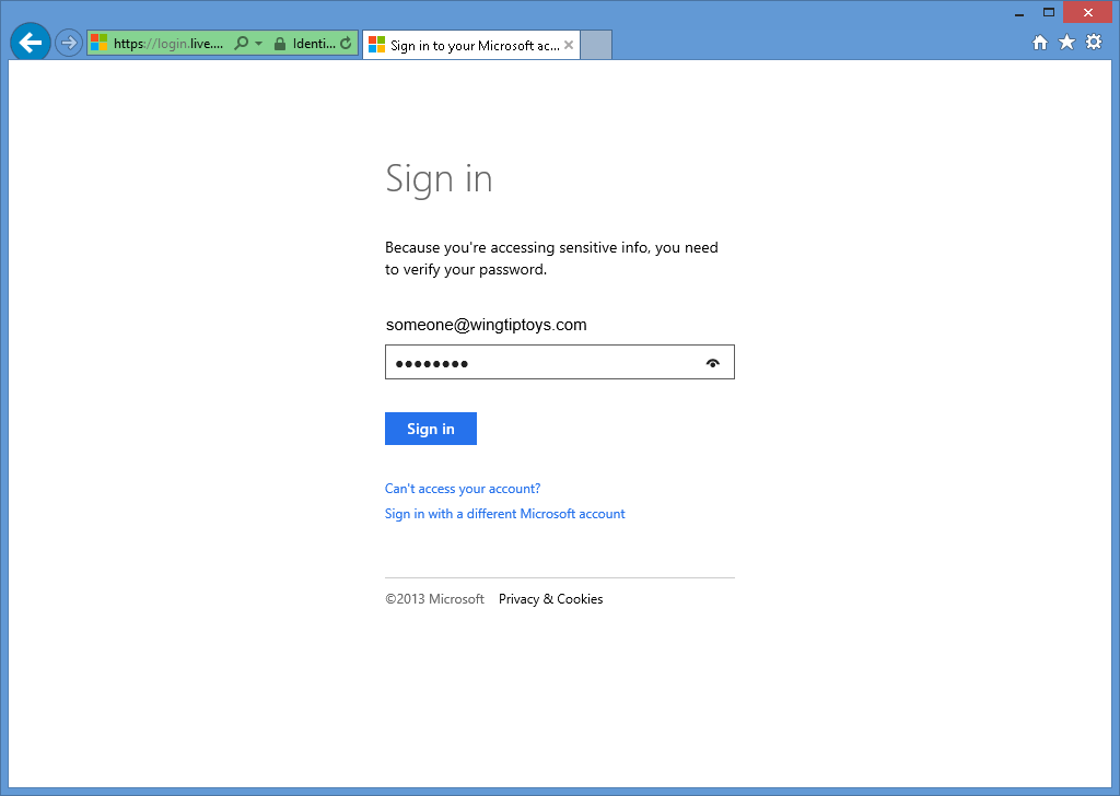 Click to Expand the Image Image of Microsoft login page