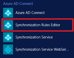 Screenshot that shows the Synchronization Rules Editor menu.