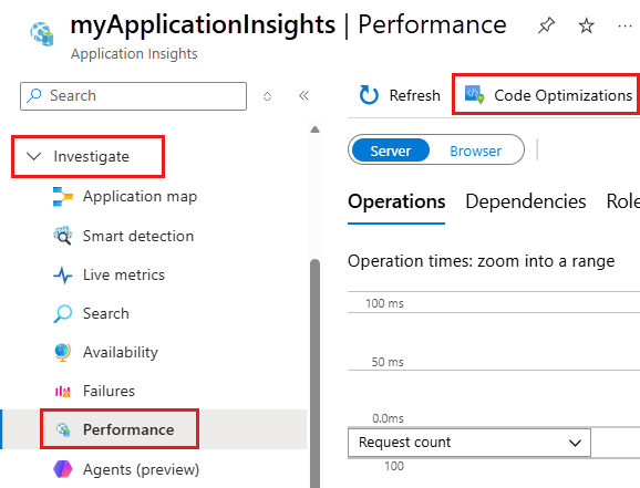 Screenshot of Code Optimizations located in the Performance blade.