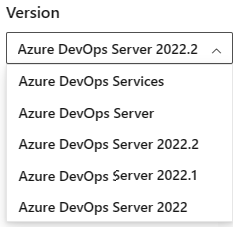 Screenshot of how to select a version from Azure DevOps Content Version selector.