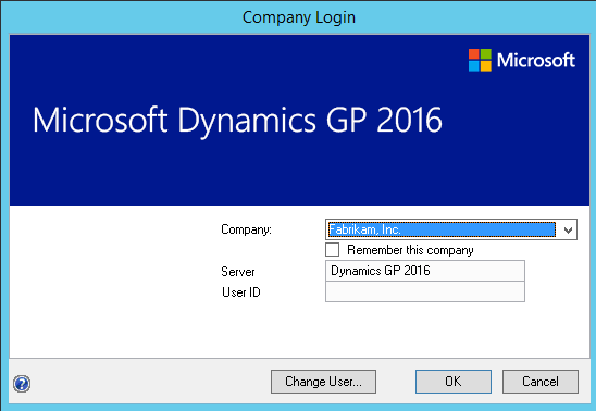 screen to choose the company to log into