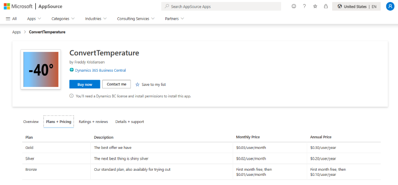 Sample transact app in Marketplace