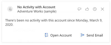 Insight card for no activity Insight card for a lack of activity