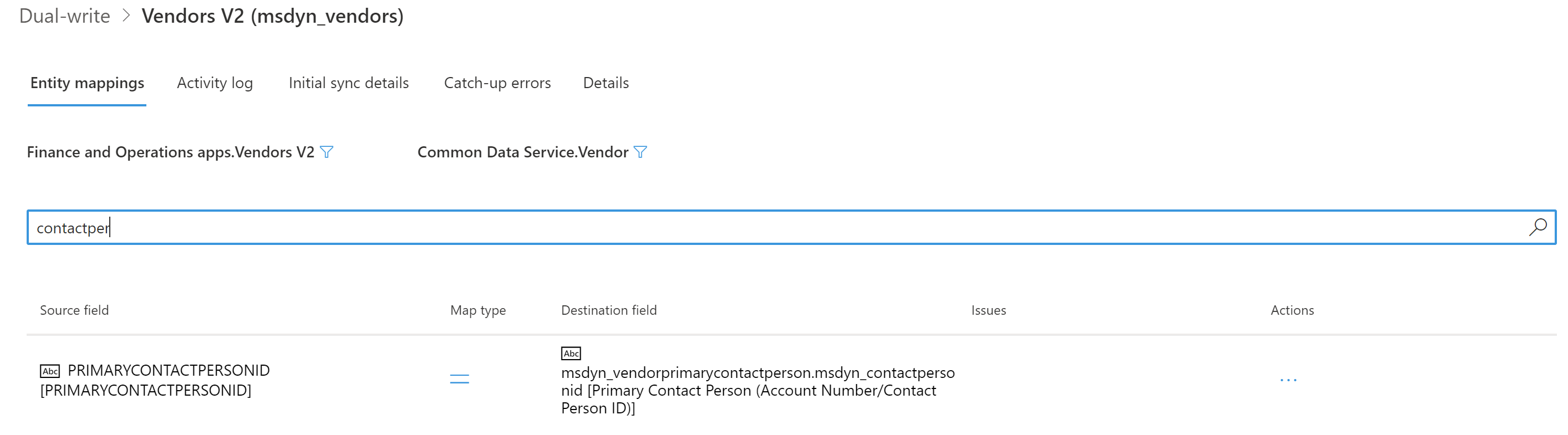 Screenshot of deleting the PrimaryContactPersonId column.