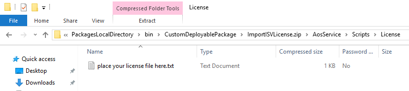 Screenshot of location of the template package for configuration mode.