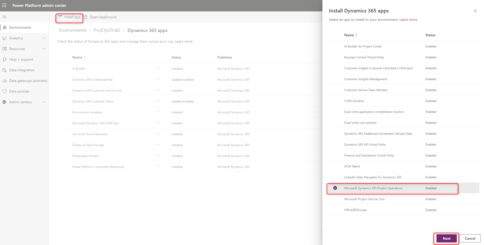 Screenshot of the Install Solution dialog.
