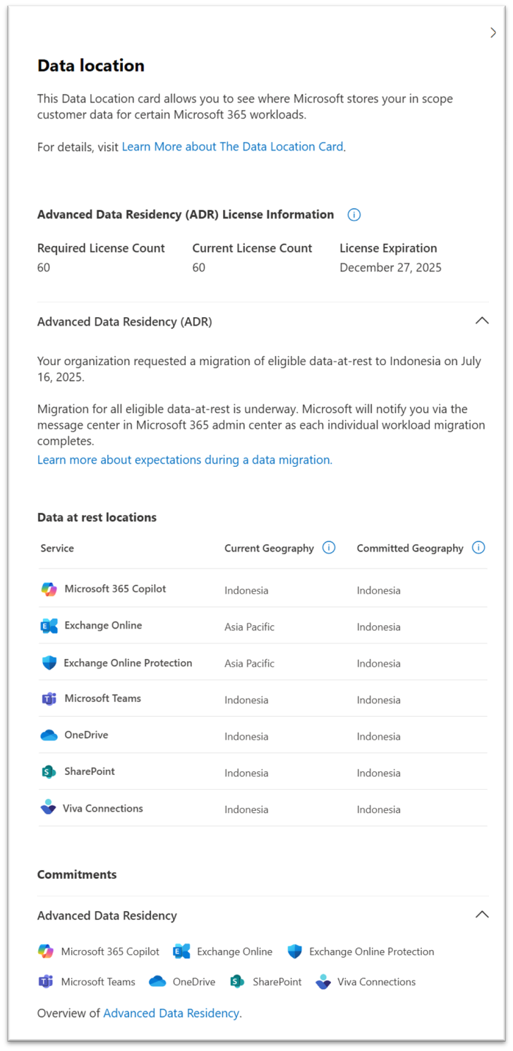 Screenshot of Data Location View Migration in Progress.