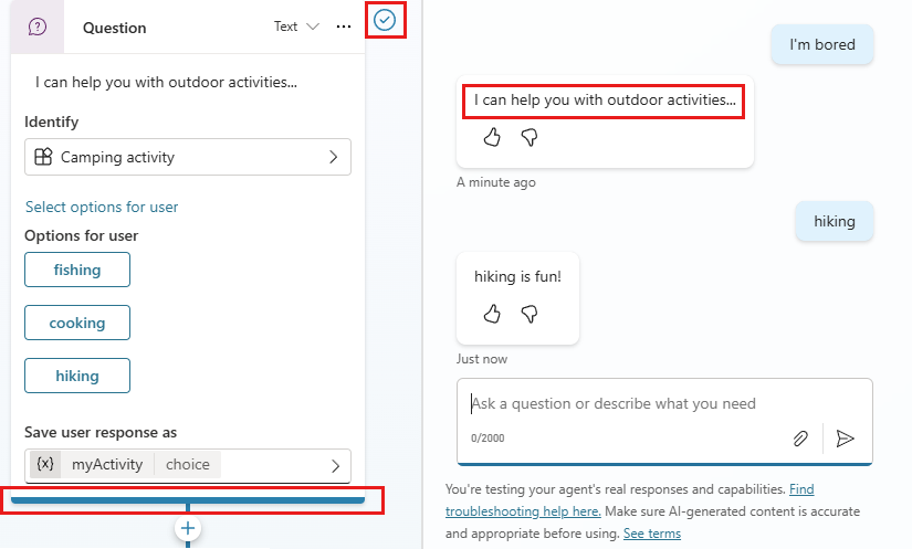 Screenshot of a node displaying a colored checkmark and border.