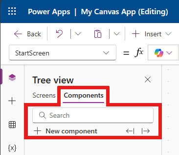 Screenshot showing the Components tab of the Tree view pane.
