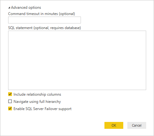 Screenshot of SQL Server advanced options.