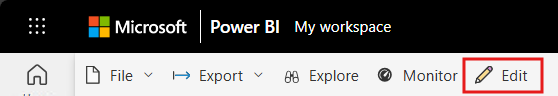 Screenshot that shows how to switch to the Editing view of a report canvas.
