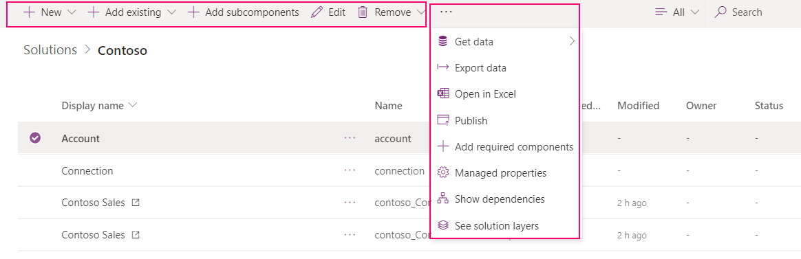Component specific commands Component specific commands.