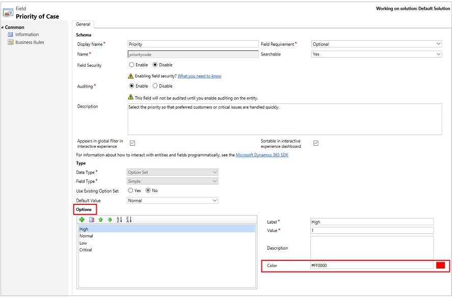 Change dashboard color for case priority Modify the dashboard color.