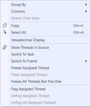 Parallel_Tasks_ContextMenu2 Shortcut thread menu in Tasks window
