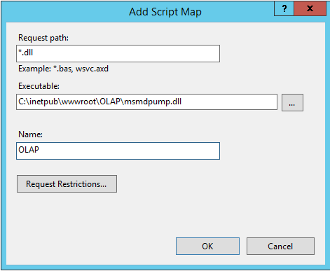 Screenshot of Add Script Map dialog box Screenshot of Add Script Map dialog box